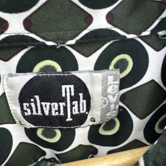Vintage SilverTab Shirt L Geometric Disco Print Korea 90s VTG Levi’s Polyester - Picture 3 of 5